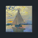 Monet Sailboat in Le Petit-Gennevilliers Button<br><div class="desc">Button mit Claude Monets Ölgemälde Sailboat in Le Petit-Gennevilliers (1874). Ein ruhiges Segelboot segelt in Paris,  Frankreich. Ideal für Liebhaber des Impressionismus und französischer Kunstsammler!</div>