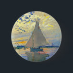 Monet Sailboat in Le Petit-Gennevilliers Button<br><div class="desc">Button mit Claude Monets Ölgemälde Sailboat in Le Petit-Gennevilliers (1874). Ein ruhiges Segelboot segelt in Paris,  Frankreich. Ideal für Liebhaber des Impressionismus und französischer Kunstsammler!</div>
