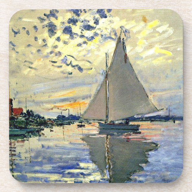 Monet - Sailboat in Le Petit-Gennevilliers Getränkeuntersetzer (Vorderseite)