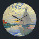 Monet Sailboat in Le Petit-Gennevilliers Große Wanduhr<br><div class="desc">Uhr mit Claude Monets Ölgemälde Sailboat in Le Petit-Gennevilliers (1874). Ein ruhiges Segelboot segelt in Paris,  Frankreich. Ideal für Liebhaber des Impressionismus und französischer Kunstsammler!</div>