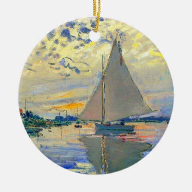 Monet Sailboat in Le Petit-Gennevilliers Keramik Ornament (Vorne)
