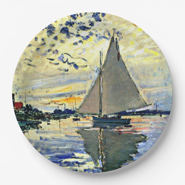 Monet - Sailboat in Le Petit-Gennevilliers Pappteller (Vorderseite)