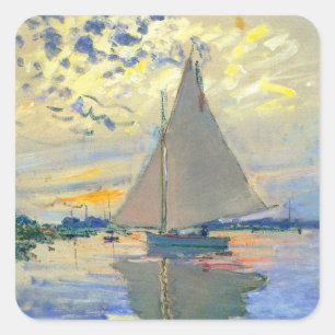 Monet Sailboat in Le Petit-Gennevilliers Quadratischer Aufkleber