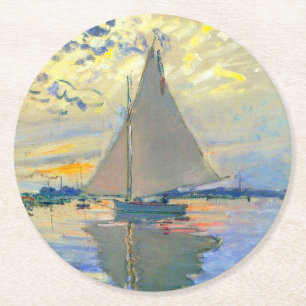 Monet Sailboat in Le Petit-Gennevilliers Runder Pappuntersetzer