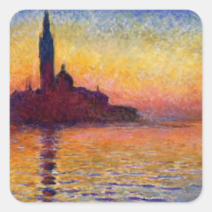 Monet - San Giorgio Maggiore, Lugano, Quadratischer Aufkleber