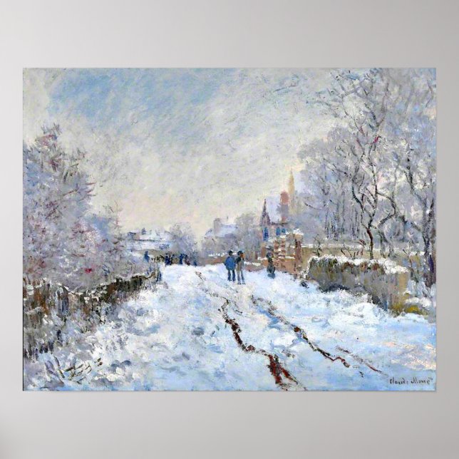 Monet - Schneeszene in Argenteuil Poster (Vorne)