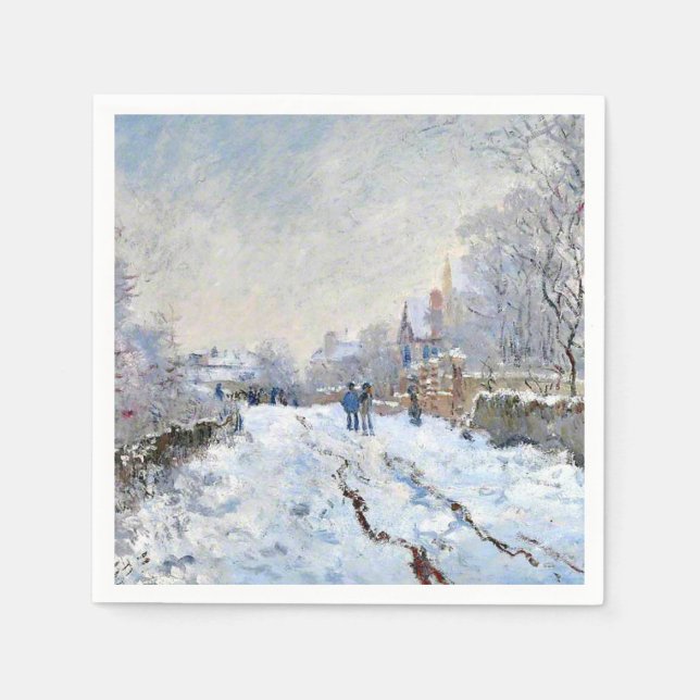 Monet - Schneeszene in Argenteuil Serviette (Vorderseite)