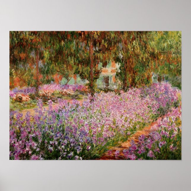 Monet - Schwertlilien in Monets Garten Poster (Vorne)