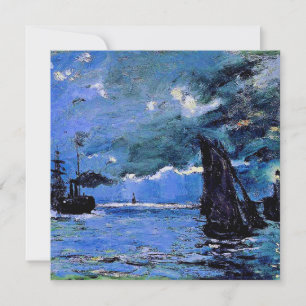 Monet - Seascape, Night Effect, Famous Artwork Feiertagskarte
