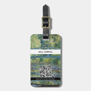 Monet - Seerose, Grüne Harmonie - QR Code Gepäckanhänger