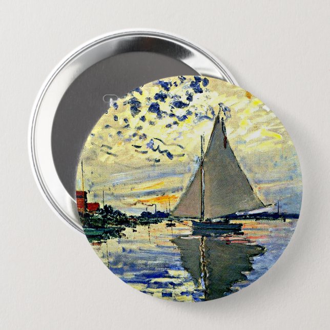 Monet - Segelboot in le Petit Gennevilliers Button (Vorne & Hinten)