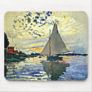 Monet - Segelboot in Le Petit Gennevilliers Mousepad