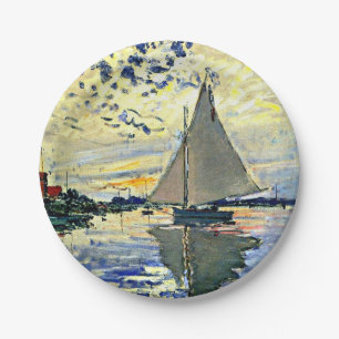 Monet - Segelboot in Le Petit Gennevilliers, Pappteller