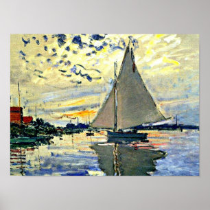 Monet - Segelboot in Le Petit Gennevilliers Poster