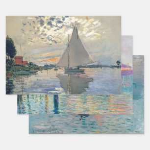 Monet-Segelschiff Französischer Impressionismus Kl Geschenkpapier Set