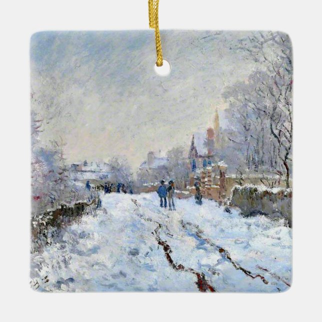 Monet - Snow Scene at Argenteuil Keramikornament (Vorderseite)