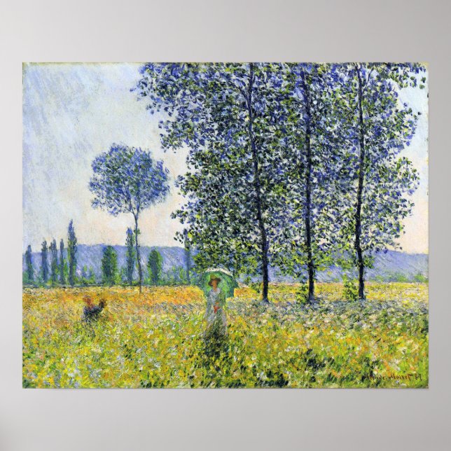 Monet - Sonnenlicht unter den Poplars 1887 Poster (Vorne)