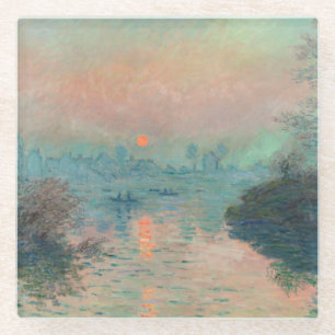Monet Sonnenuntergang an der Seine Fine Art Impres Glasuntersetzer