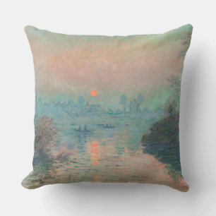 Monet Sonnenuntergang an der Seine Fine Art Impres Kissen
