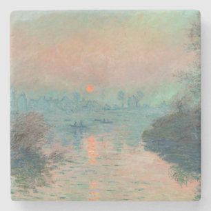 Monet Sonnenuntergang an der Seine Fine Art Impres Steinuntersetzer