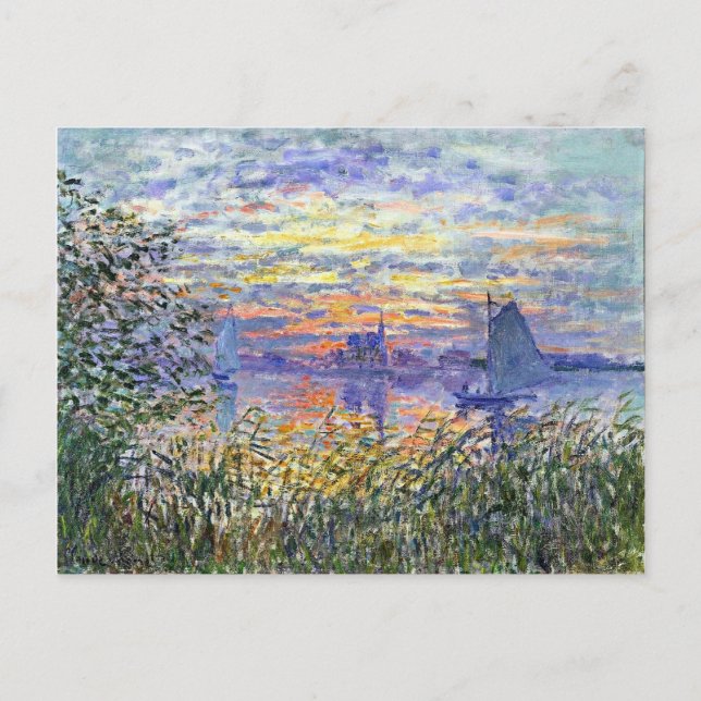 Monet - Sonnenuntergang an der Seine, Kunstmalerei Postkarte (Vorderseite)