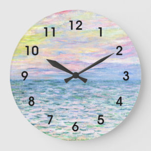 Monet - Sonnenuntergang in Pourville Große Wanduhr