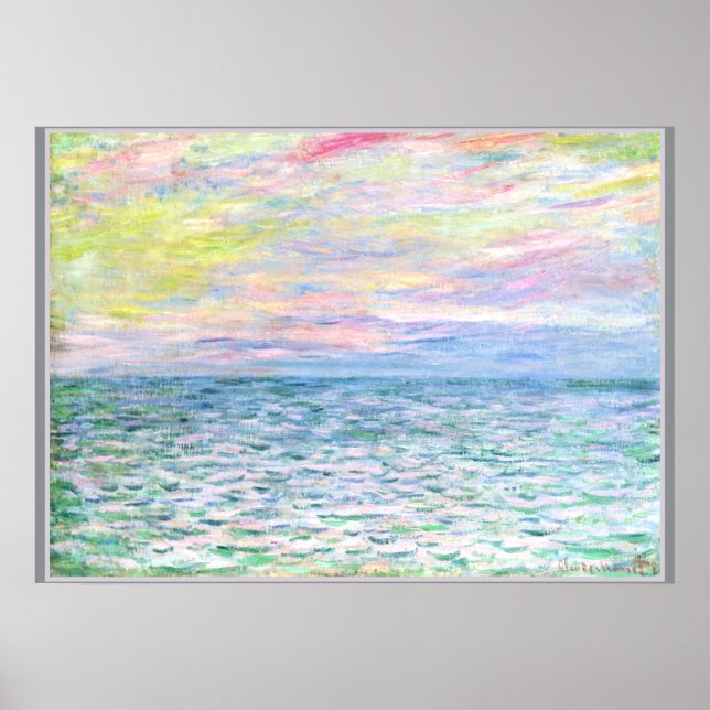 Monet - Sonnenuntergang in Pourville, schöne Kunst Poster (Vorne)