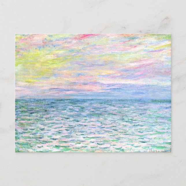 Monet - Sonnenuntergang in Pourville, schöne Kunst Postkarte (Vorderseite)