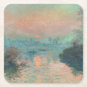 Monet Sonnenuntergang Seine Fine Art Impressionism Rechteckiger Pappuntersetzer