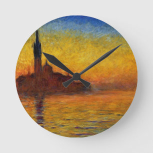 Monet Sonnenuntergang Venedig Farbige Impressionis Runde Wanduhr