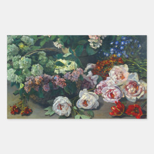 Monet Spring Flowers Rechteckiger Aufkleber