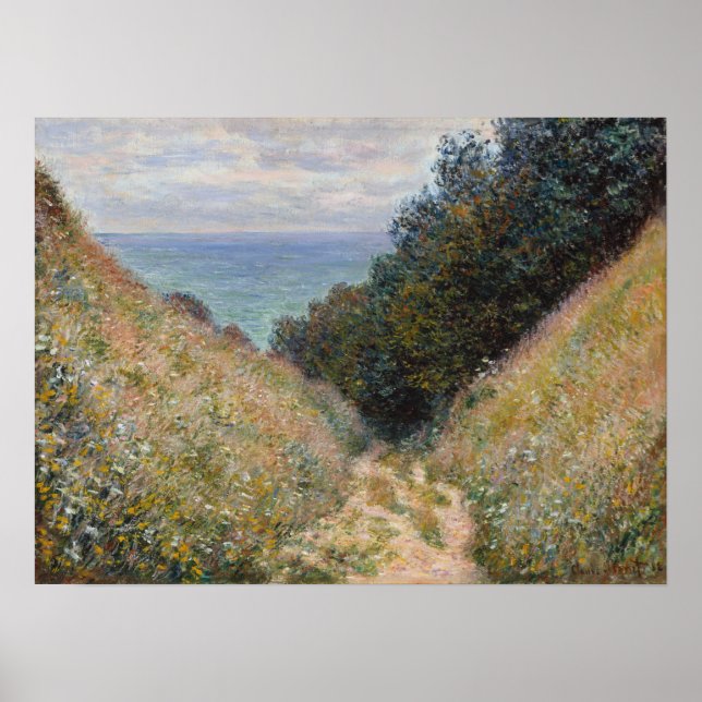 Monet - Straße auf La Cavee Pourville Poster (Vorne)