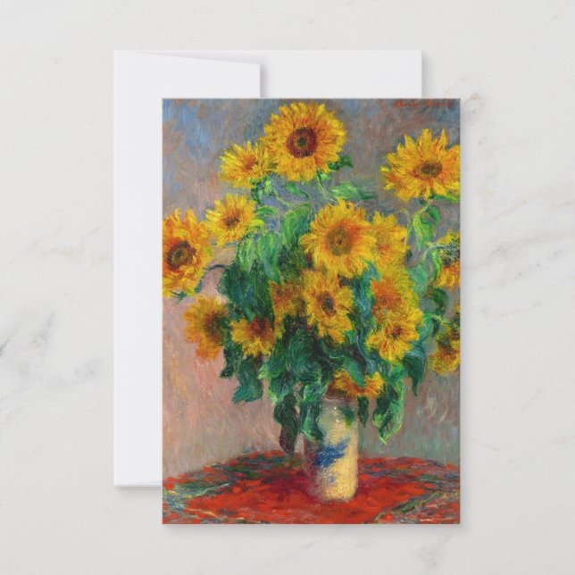 Monet Sunblumen RSVP Karte (Vorderseite)