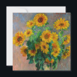 Monet Sunflowers Card<br><div class="desc">Karte mit Claude Monets Ölgemälde Bouquet von Sonnenblumen (1881). Schöne Sonnenblumen in einer blauen Vase auf einem roten Tisch. Ein großartiges Geschenk für Fans von Impressionismus und französischer Kunst.</div>