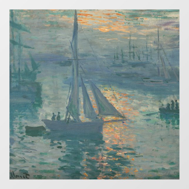 Monet Sunrise Marine Impressionismus Gemälde Fensteraufkleber (Blatt)