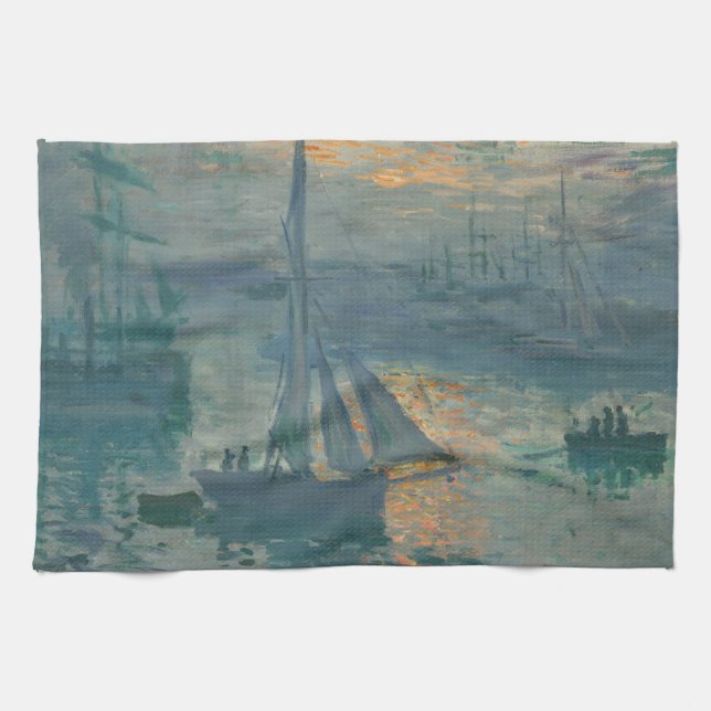 Monet Sunrise Marine Impressionismus Gemälde Geschirrtuch (Horizontal)