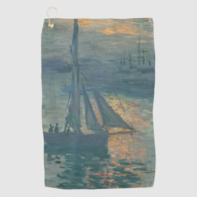 Monet Sunrise Marine Impressionismus Gemälde Golfhandtuch (Vorderseite)