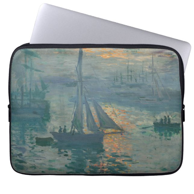 Monet Sunrise Marine Impressionismus Gemälde Laptopschutzhülle (Vorderseite)