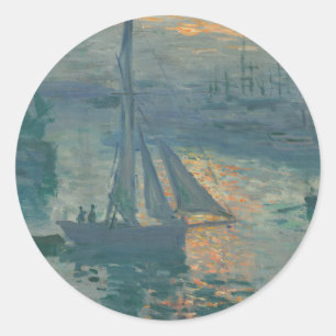 Monet Sunrise Marine Impressionismus Gemälde Runder Aufkleber