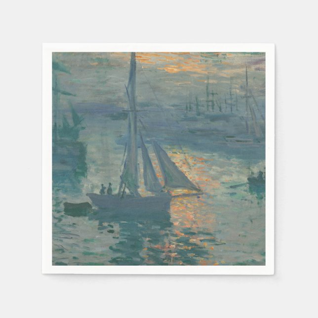 Monet Sunrise Marine Impressionismus Gemälde Serviette (Vorderseite)