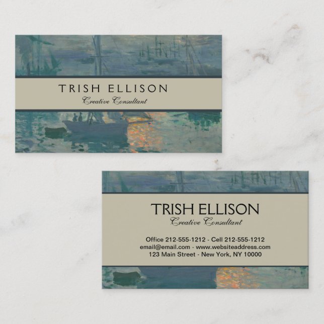 Monet Sunrise Marine Impressionismus Gemälde Visitenkarte (Vorne/Hinten)