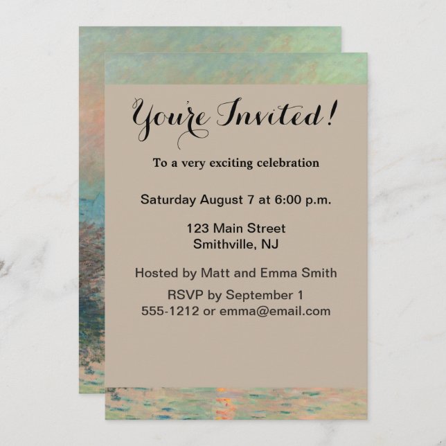 Monet Sunset Seine Frische Pasta machen Einladung (Vorne/Hinten)