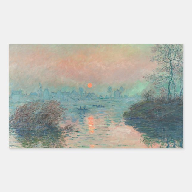 Monet Sunset Seine Frische Pasta machen Rechteckiger Aufkleber (Vorderseite)