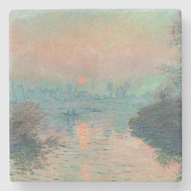 Monet Sunset Seine Frische Pasta machen Steinuntersetzer (Vorderseite)
