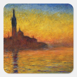 Monet Sunset Venedig Frische Pasta machen Quadratischer Aufkleber