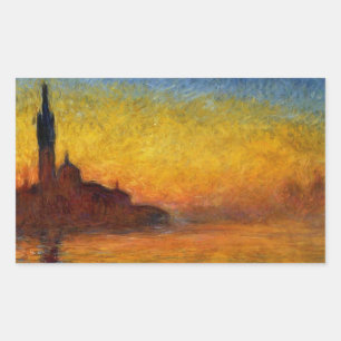 Monet Sunset Venedig Frische Pasta machen Rechteckiger Aufkleber