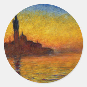 Monet Sunset Venedig Frische Pasta machen Runder Aufkleber