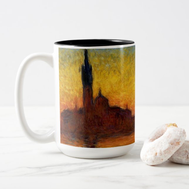 Monet Sunset Venedig Frische Pasta machen Zweifarbige Tasse (Mit Donut)