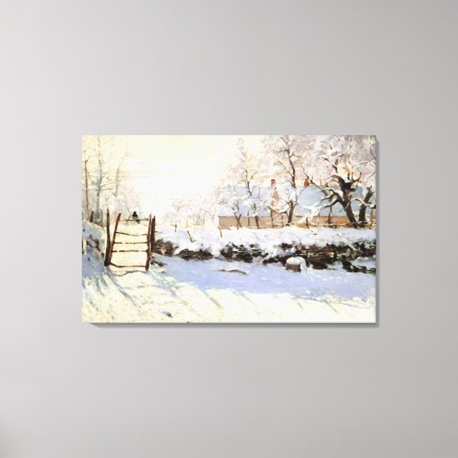 Monet The Magpie 36x23 Wrapped Canvas Leinwanddruck (Vorderseite)