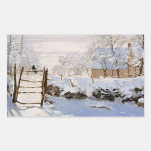 Monet - The Magpie Postcard Rechteckiger Aufkleber